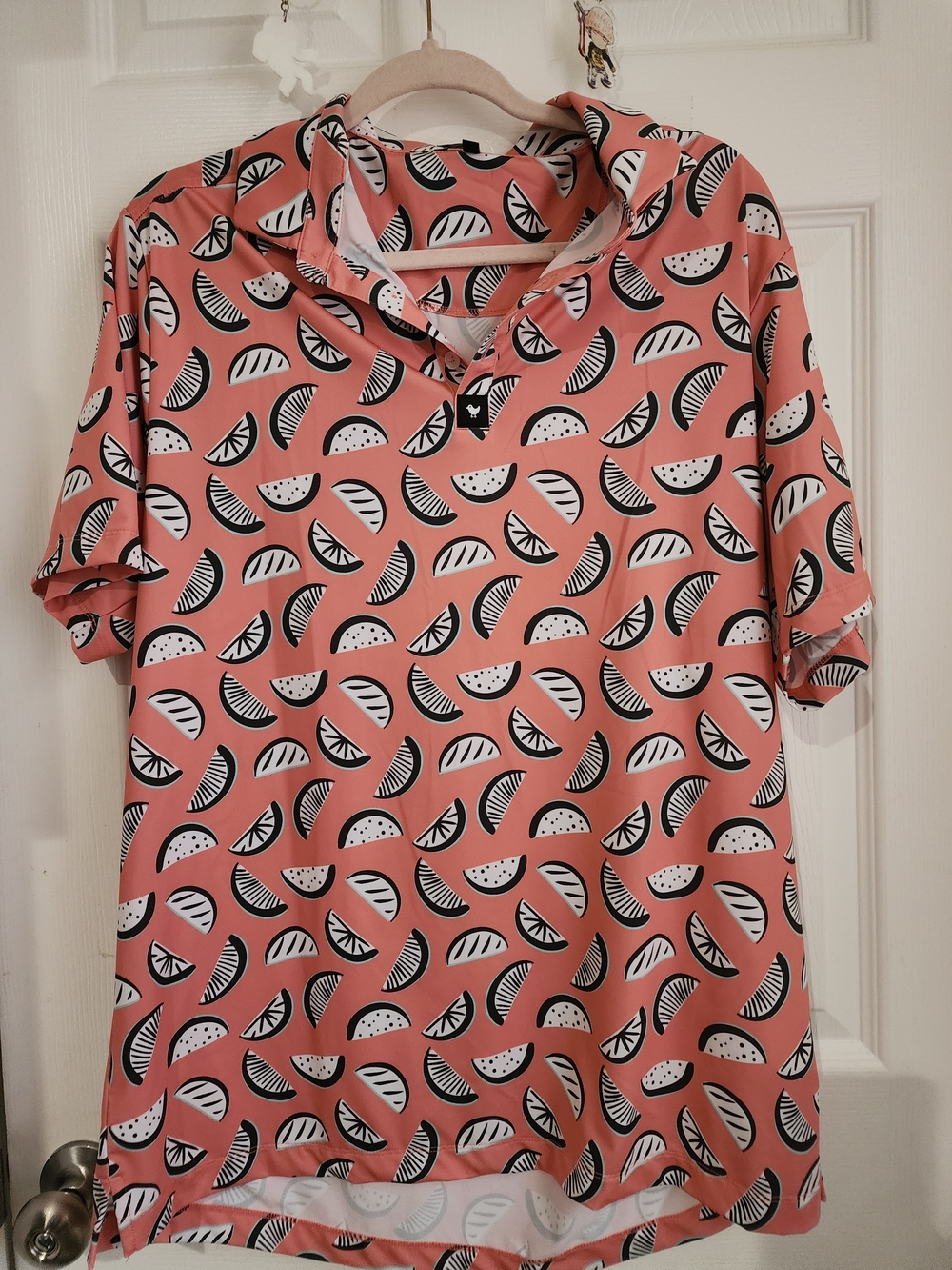 Bad Birdie Coral Pink Citrus Slice Polo